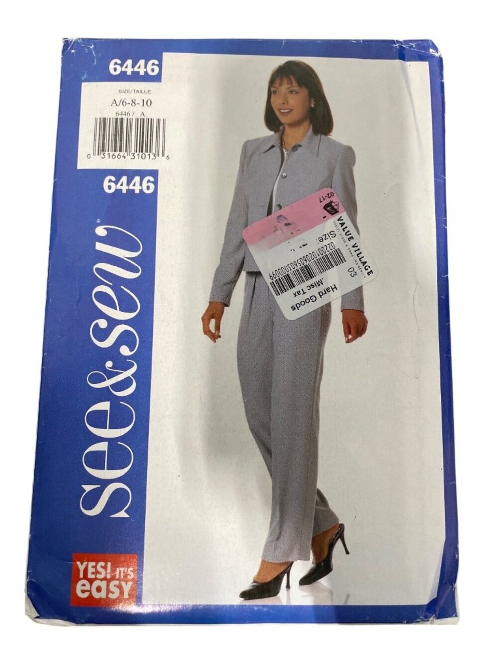 Butterick See & Sew Sewing Pattern 6446 Sizes 6-8-10 Misses Jacket & Pants UNCUT